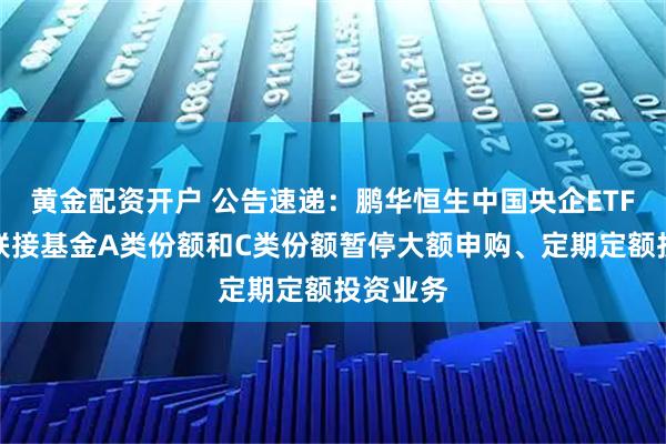 黄金配资开户 公告速递:鹏华恒生中国央企ETF发起式联接基金A类份额和C类份额暂停大额申购、定期定额投资业务